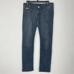 True Religion Low Rise Straight Studded Jeans 27